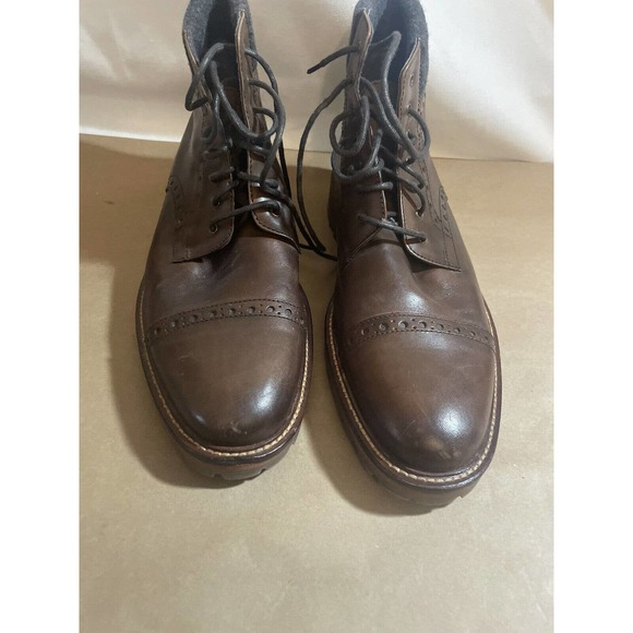 Johnston Murphy Mens J&M 1850 Cap Toe Dark Brown Leather Boots Size 9.5 Mens - Picture 1 of 5